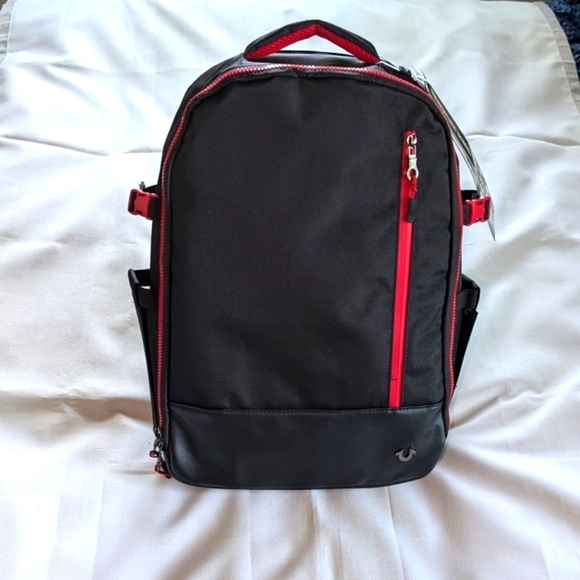 True Religion Black & Red Dome Backpack NEW! - Picture 1 of 7